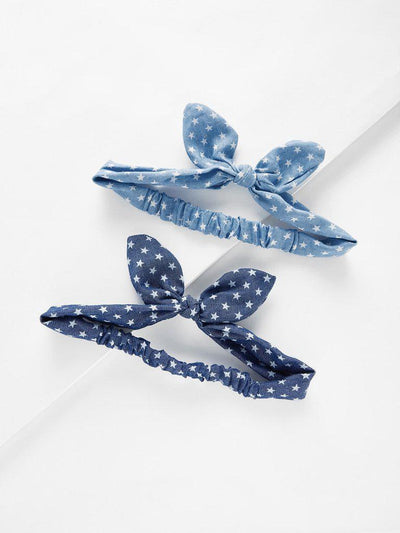 Star Print Knot Ear Headband 2pcs-hair-Des Mess