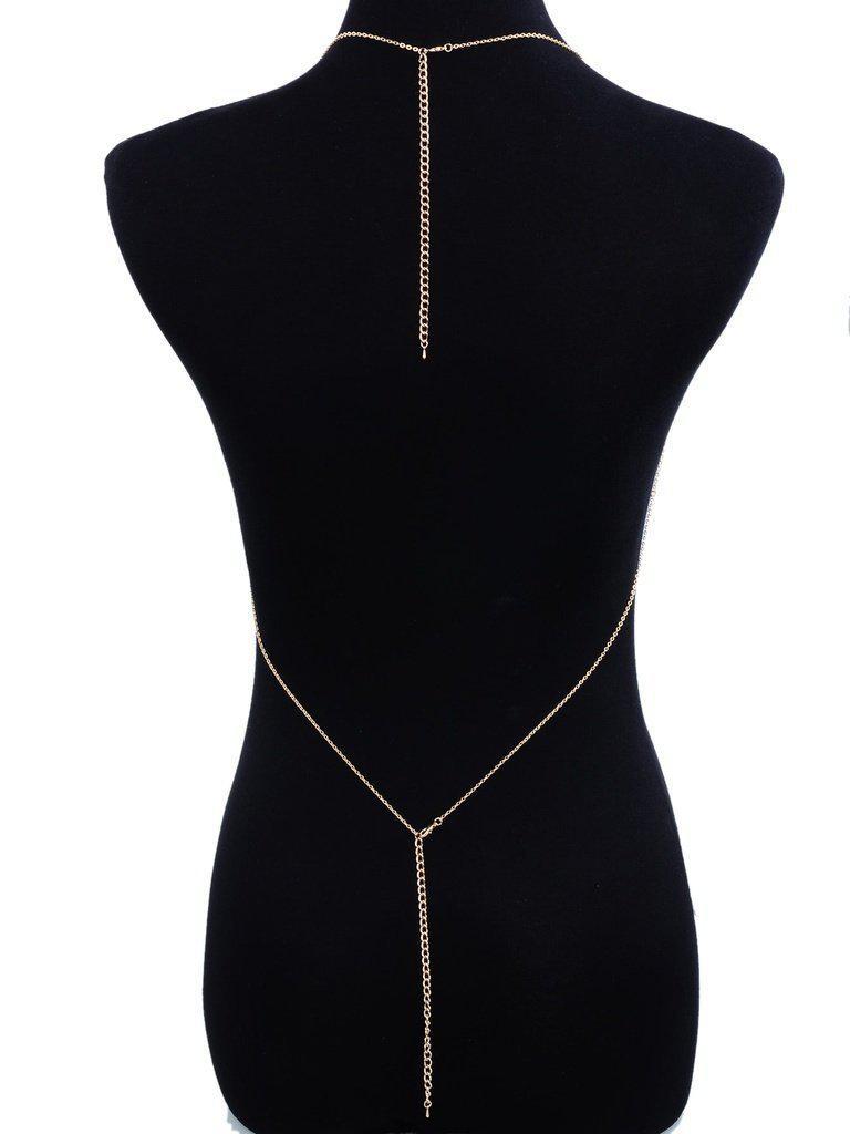 Water Drop Rhinestone Detail Bralet Body Chain-jewelry-Des Mess
