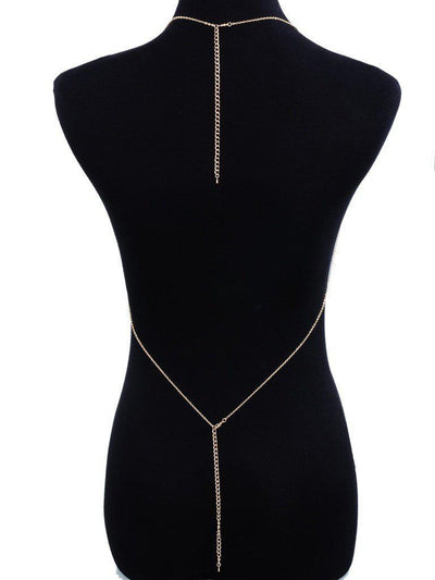 Water Drop Rhinestone Detail Bralet Body Chain-jewelry-Des Mess
