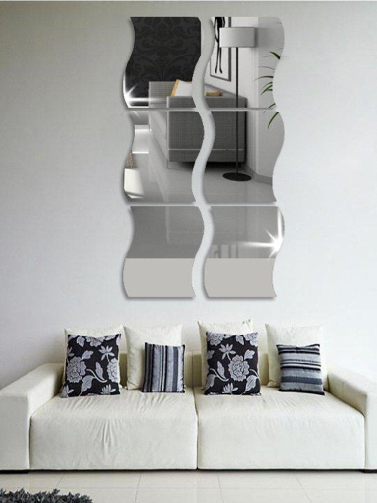 Wave Shape Mirror Wall Sticker Set 6pcs-others-Des Mess
