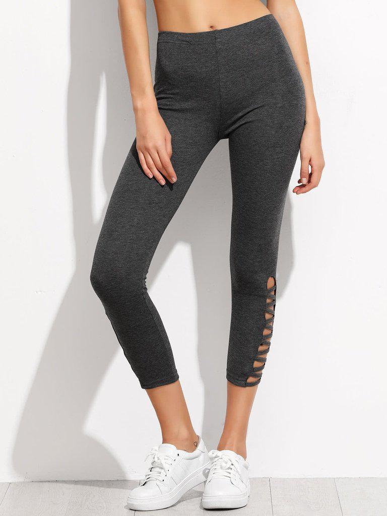 Lattice Hem Cropped Leggings-bottom-Des Mess