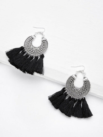 Circle Hoop Vintage Tassel Earrings-jewelry-Des Mess