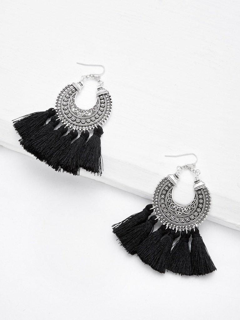 Circle Hoop Vintage Tassel Earrings-jewelry-Des Mess