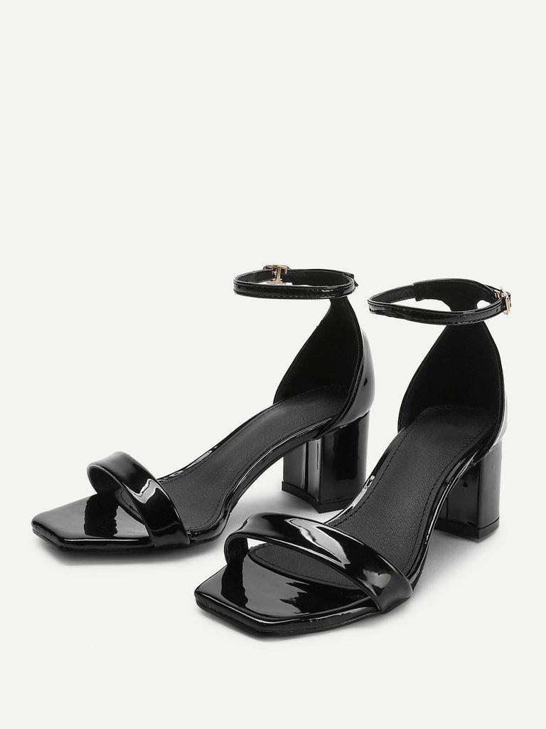 Square Toe Chunky Heeled Sandals-shoes-Des Mess