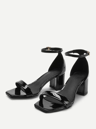 Square Toe Chunky Heeled Sandals-shoes-Des Mess