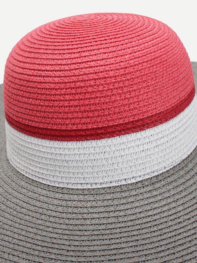 Color Block Design Floppy Hat-accessories-Des Mess