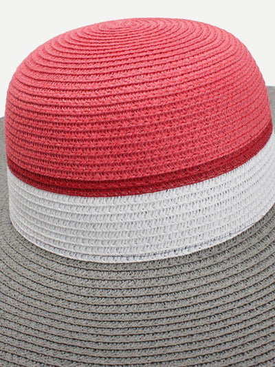 Color Block Design Floppy Hat-accessories-Des Mess