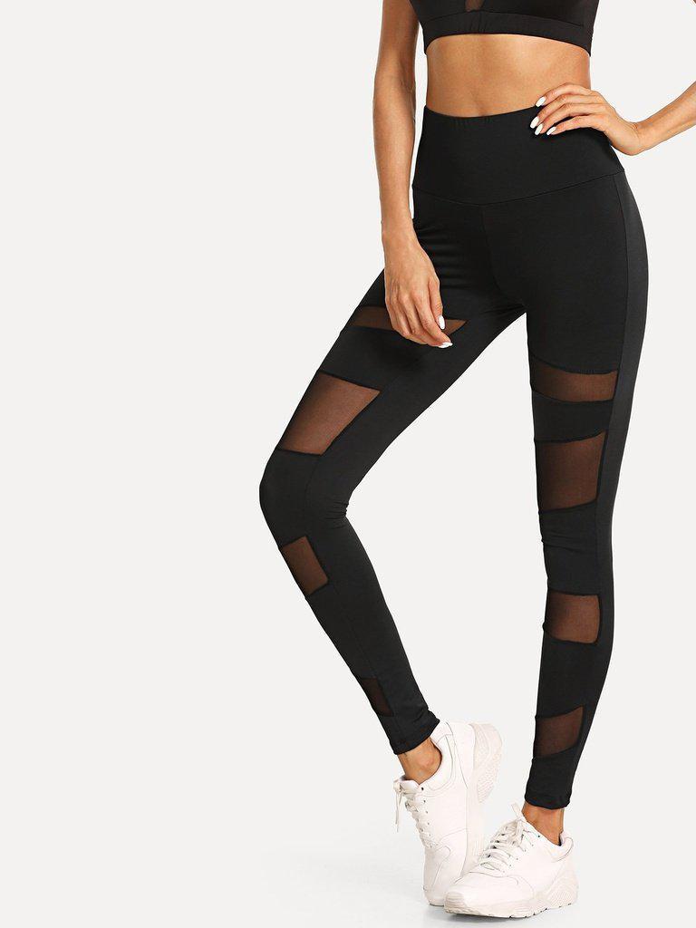 Contrast Mesh Sport Leggings-sportswear-Des Mess