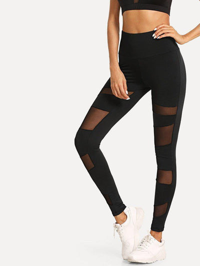 Contrast Mesh Sport Leggings-sportswear-Des Mess
