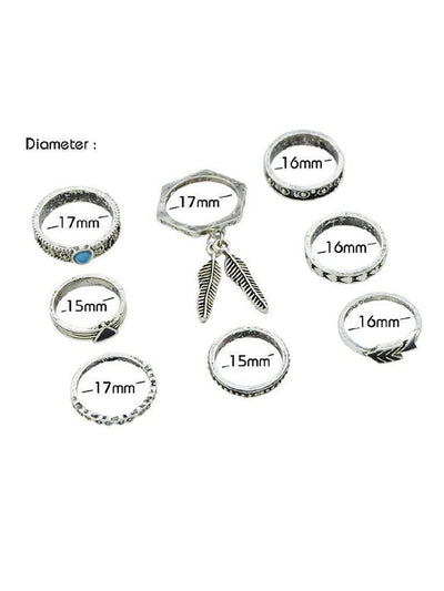 Ethnic Leaf Ring Eight-Piece Suit-jewelry-Des Mess