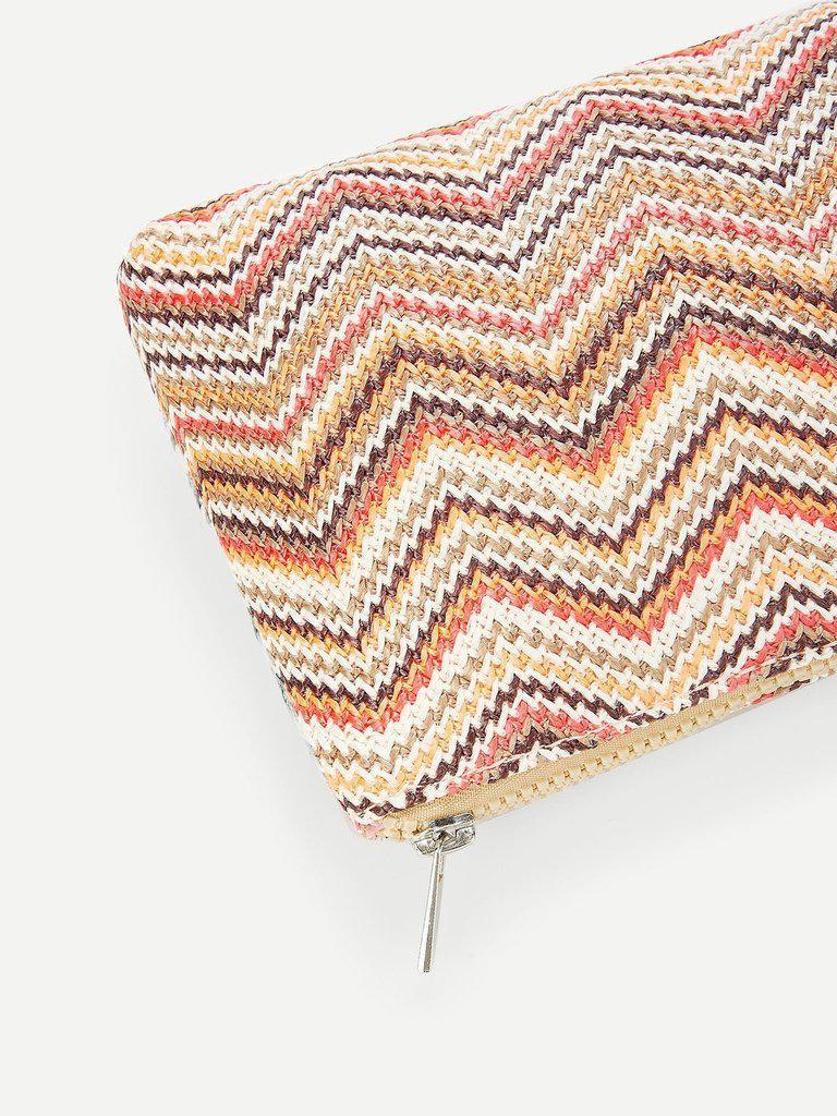 Zig Zag Woven Makeup Bag-makeup-Des Mess