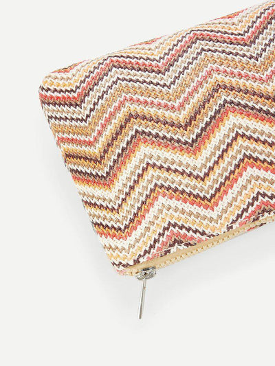 Zig Zag Woven Makeup Bag-makeup-Des Mess