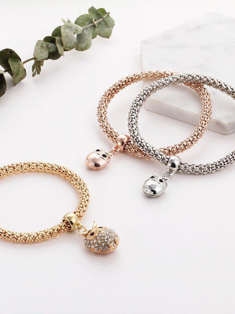 Multicolor Owl Charm Bracelet 3Pcs--Des Mess