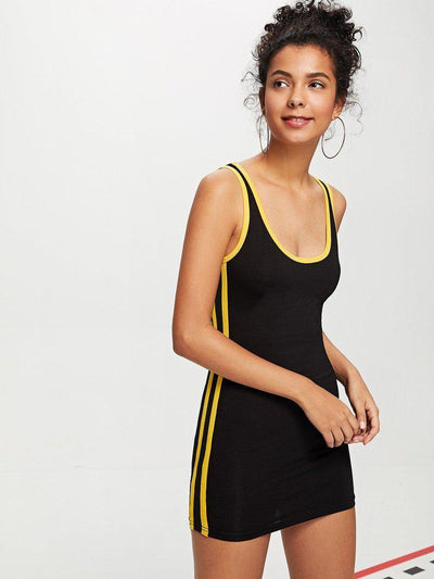 Striped Form Fitting Tank Dress-sportswear-Des Mess