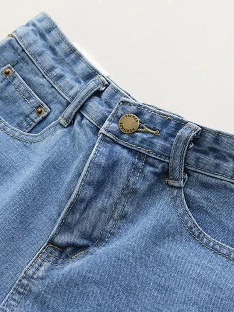Blue Raw Hem Denim Shorts-bottom-Des Mess
