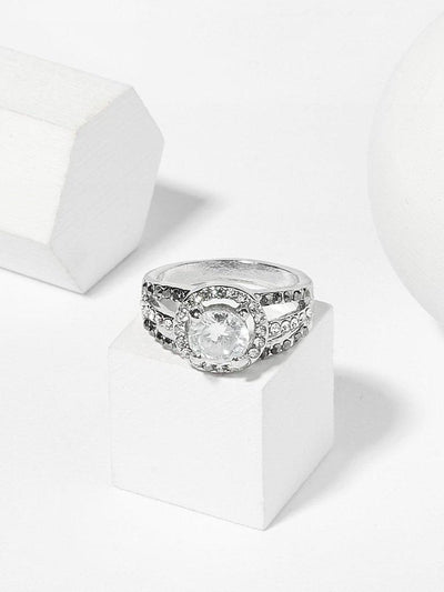 Rhinestone Decorated Layered Ring-jewelry-Des Mess