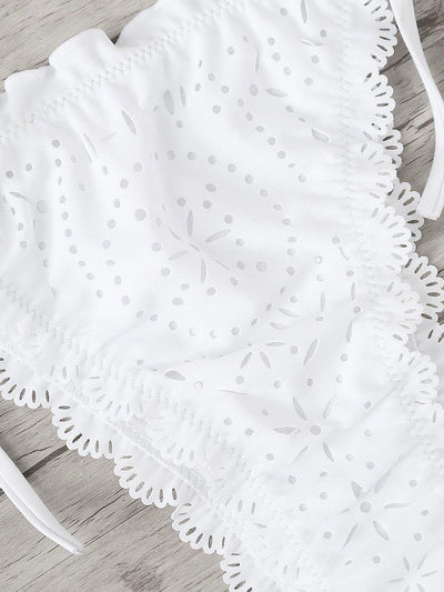 Laser Cut Scalloped Trim Bikini Set--Des Mess