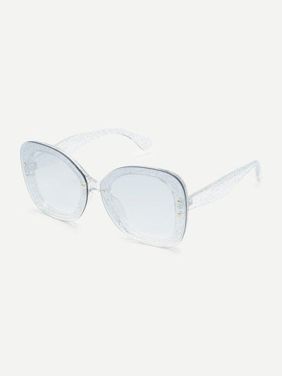 Glitter Frame Mirror Lens Sunglasses-accessories-Des Mess