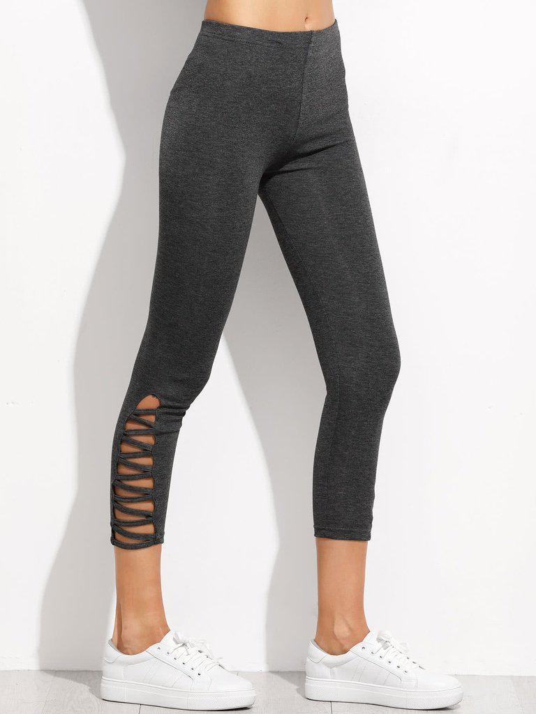 Lattice Hem Cropped Leggings-bottom-Des Mess