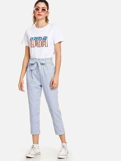 Striped Knot Front Pant-bottom-Des Mess