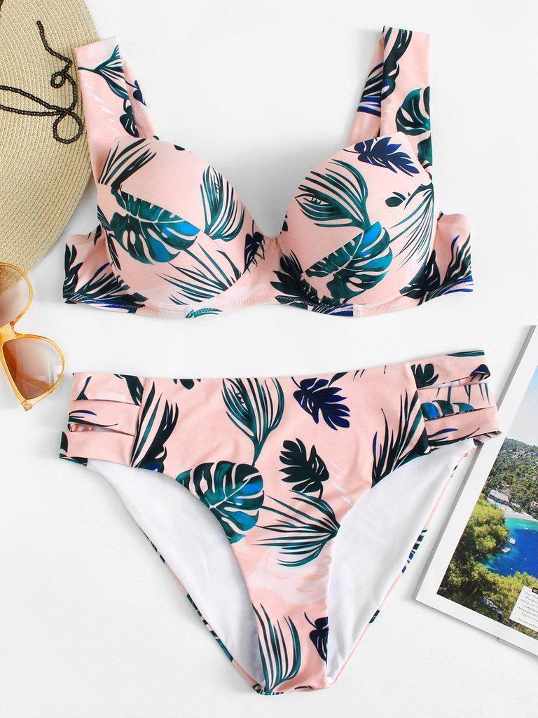 Tropical Print Bikini Set-swimwear-Des Mess