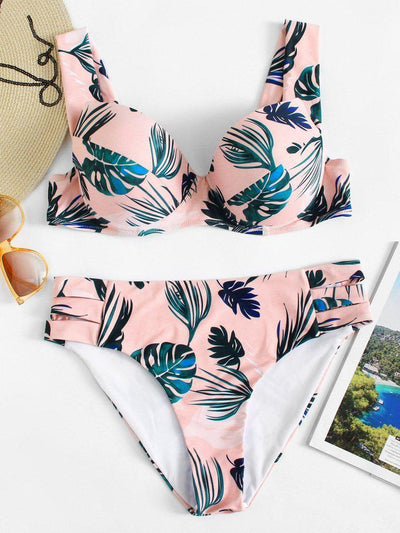 Tropical Print Bikini Set-swimwear-Des Mess