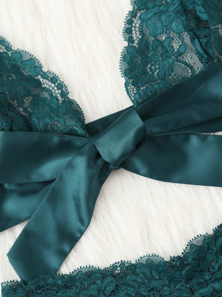 Tie Front Lace Bralette And Pantie Lingerie Set-lingerie-Des Mess
