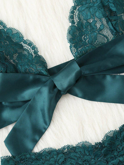 Tie Front Lace Bralette And Pantie Lingerie Set-lingerie-Des Mess