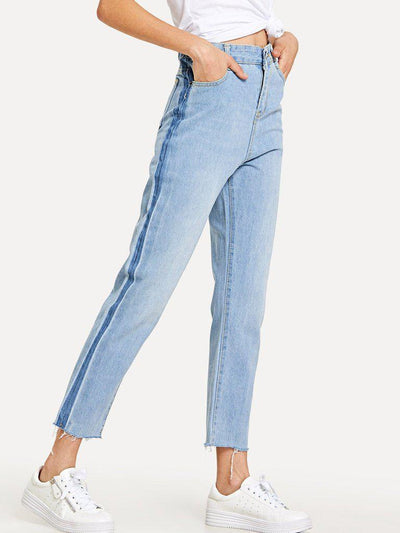 Frayed Hem Jeans-bottom-Des Mess