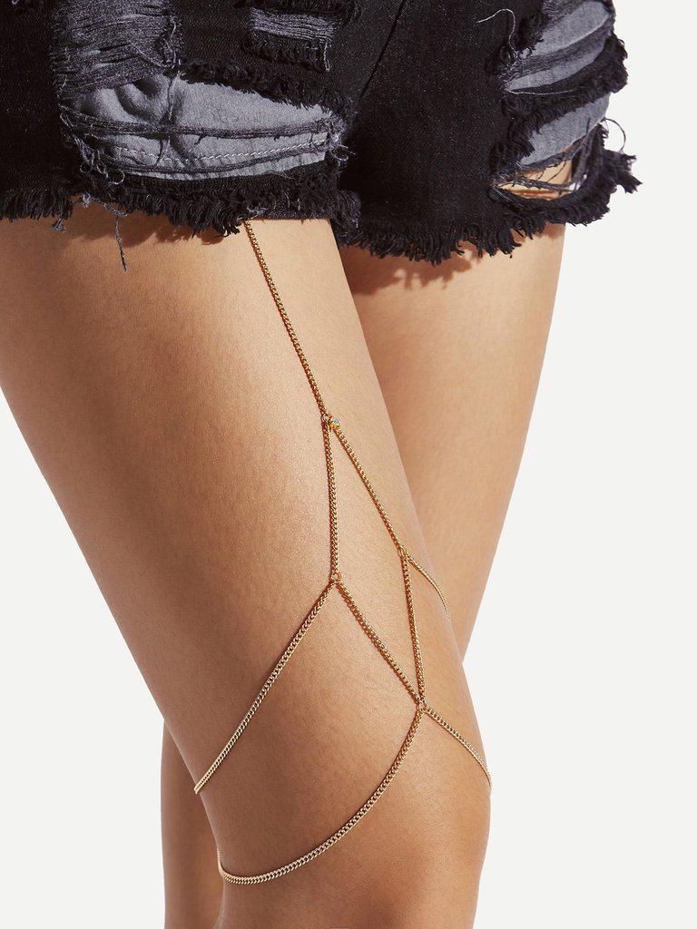 Rhinestone Detail Layered Thigh Chain-jewelry-Des Mess