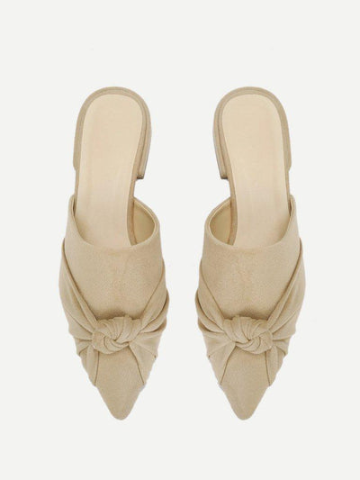 Knot Detail Suede Flat Mules-shoes-Des Mess