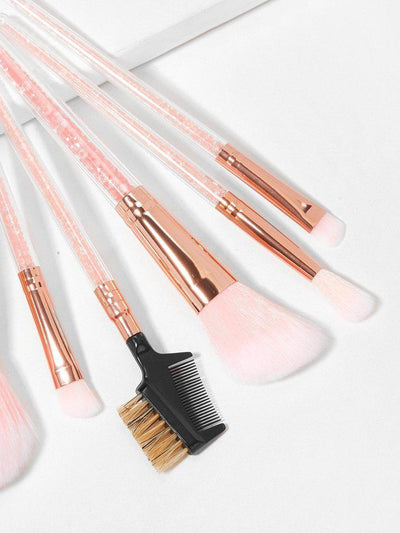 Crystal Handle Makeup Brush With Metallic Bag-makeup-Des Mess