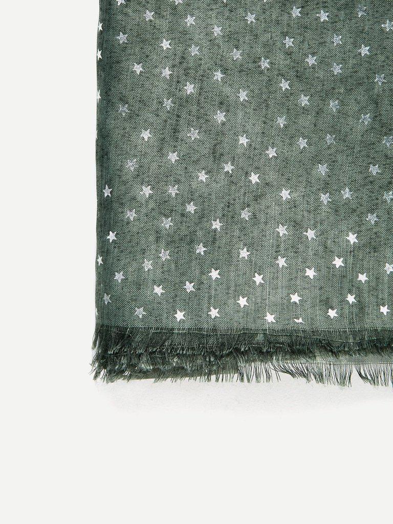 Metallic Star Print Raw Edge Scarf-accessories-Des Mess