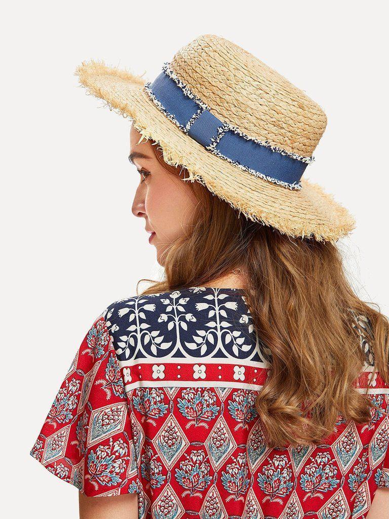 Raw Edge Straw Boater Hat--Des Mess