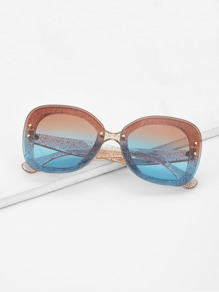 Glitter Frame Mirror Lens Sunglasses-accessories-Des Mess