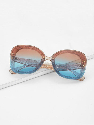 Glitter Frame Mirror Lens Sunglasses-accessories-Des Mess