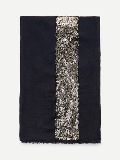 Contrast Sequin Panel Raw Edge Scarf-accessories-Des Mess