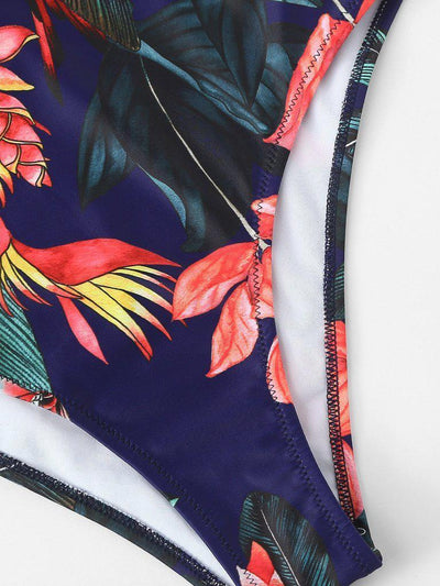 Crisscross Tropical Print Swimsuit-swimwear-Des Mess
