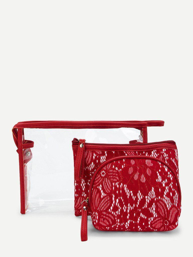 Lace Overlay Combination Makeup Bag-makeup-Des Mess