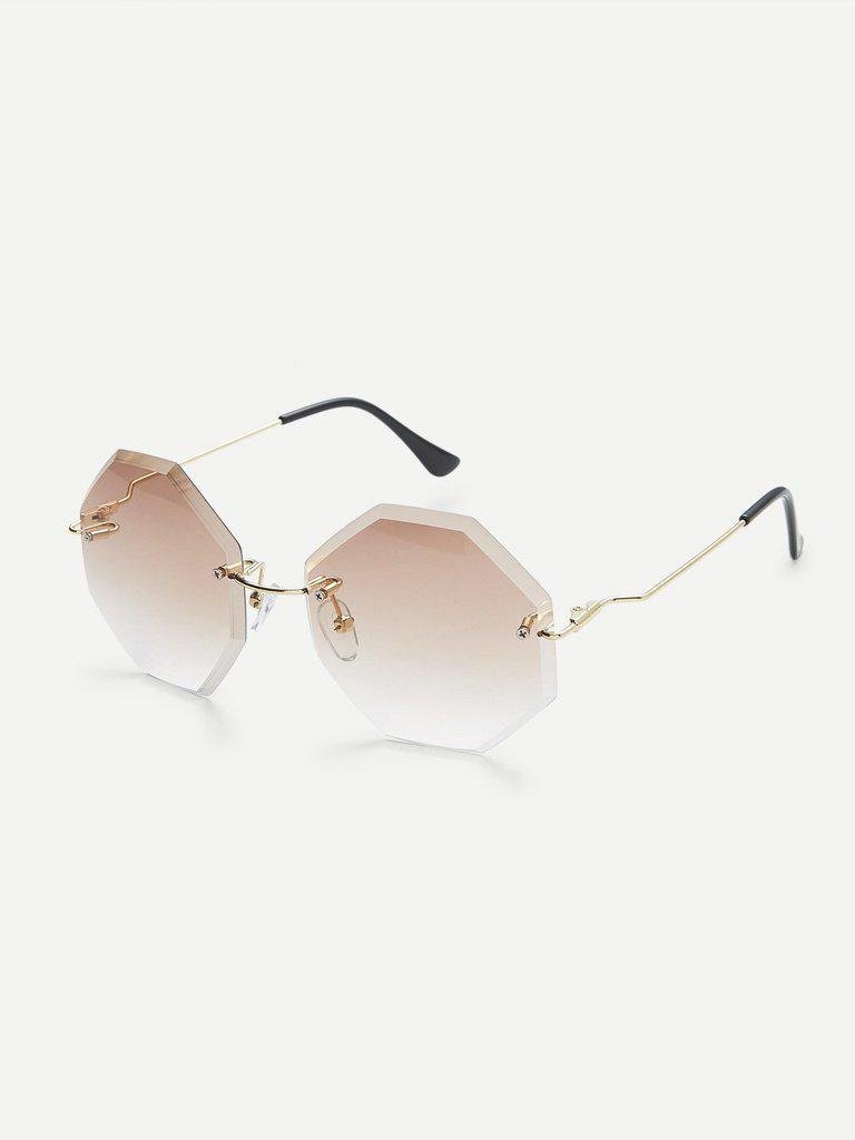 Tinted Lens Rimless Sunglasses-accessories-Des Mess