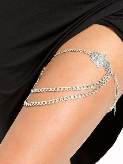 Silver Hamsa Thigh Chain-jewelry-Des Mess