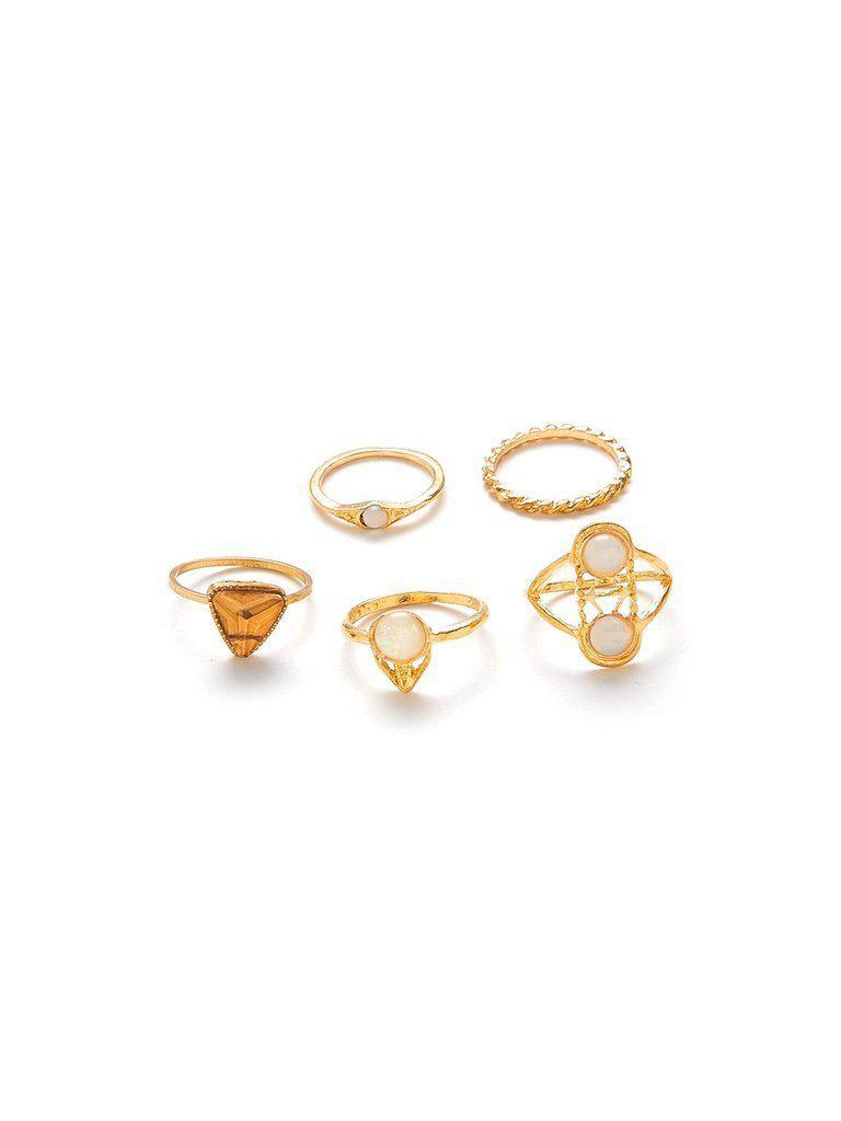 Multi Shaped Ring Set 5pcs-jewelry-Des Mess