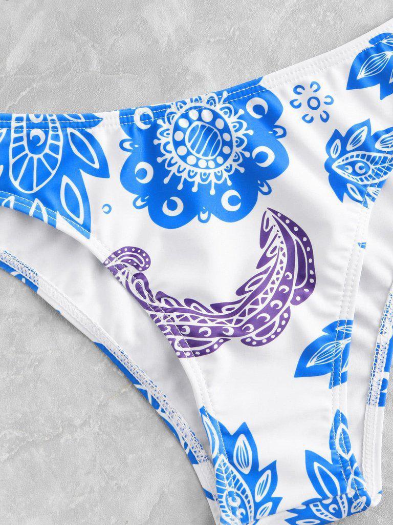 Flower Print Bandeau Bikini Set-swimwear-Des Mess