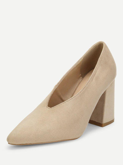 High Vamp Chunky Heeled Pumps-shoes-Des Mess