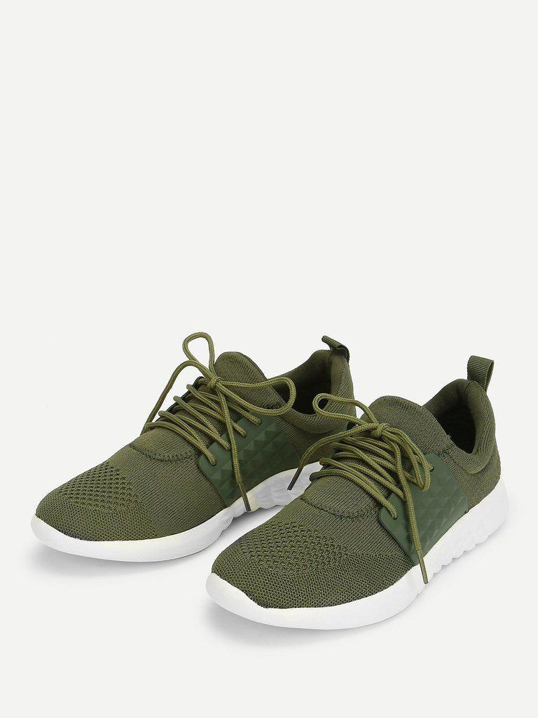 Net Panel Lace Up Trainers-shoes-Des Mess