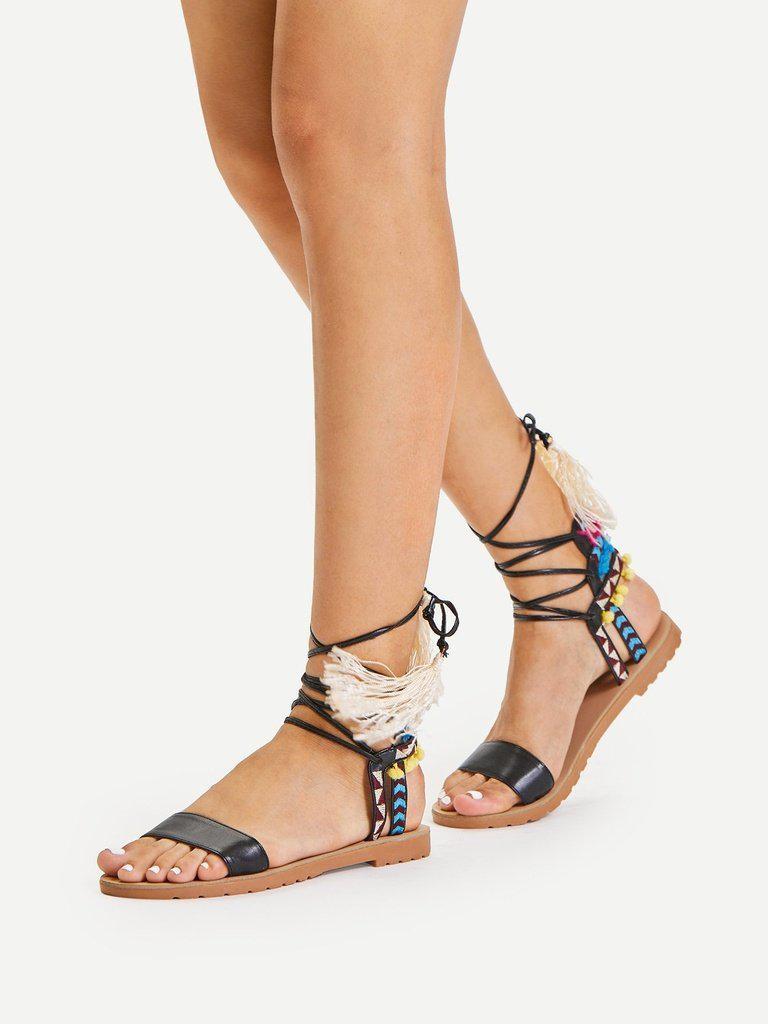 Lace Up Criss Cross Gladiator Sandals-shoes-Des Mess