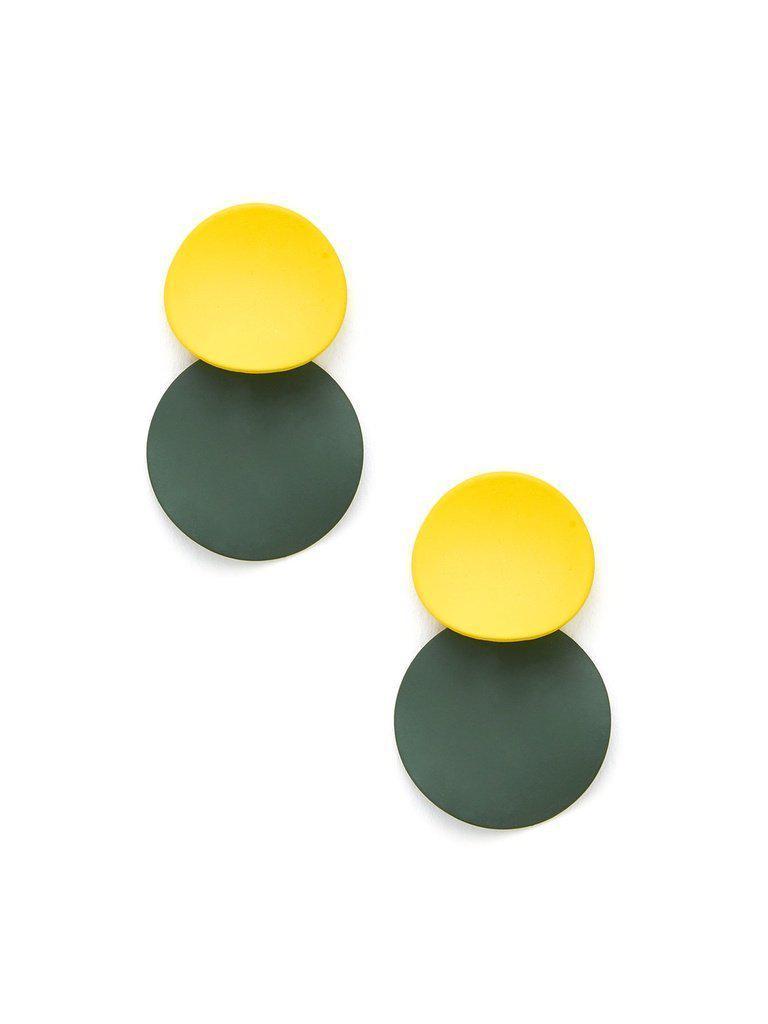 Two Tone Round Flake Drop Earrings-jewelry-Des Mess