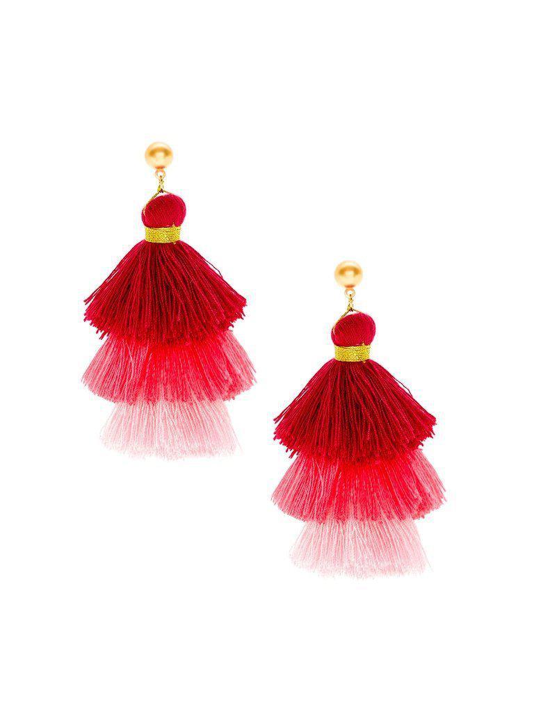 Color Block Layered Tassel Drop Earrings-jewelry-Des Mess