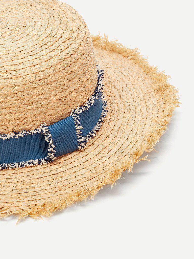 Raw Edge Straw Boater Hat--Des Mess