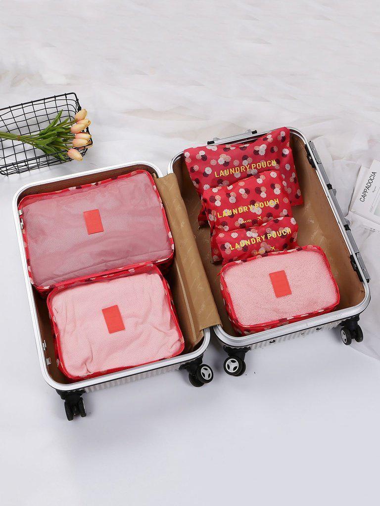 6 Pcs Travel Bags Set Floral Storage Bag-others-Des Mess